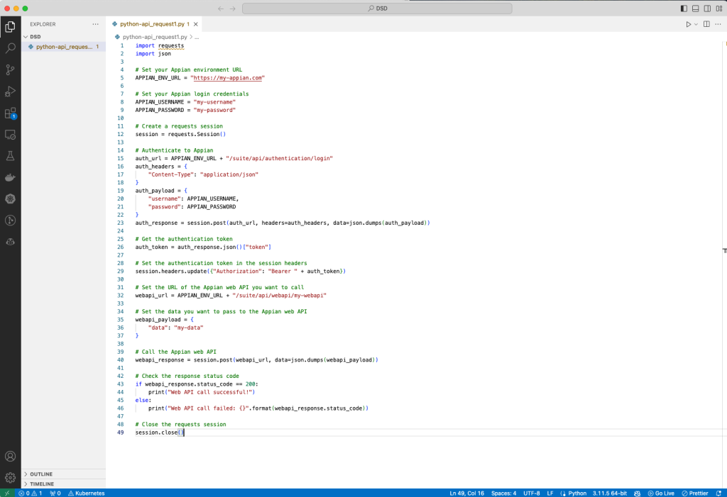 how to write a python script to pass data to appian web api using username and password How to write a Python script to pass data to Appian Web API using username and password Screenshot 2023 10 05 at 9